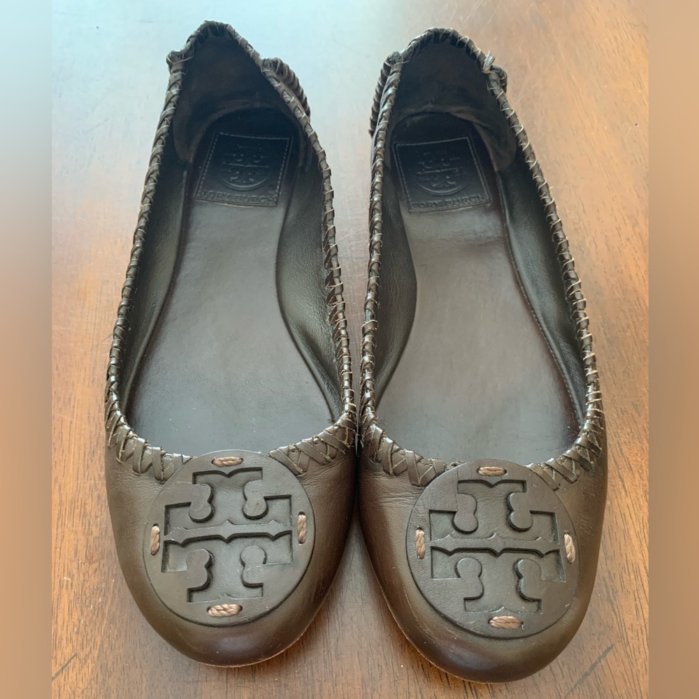 Tory Burch Chocolate Brown Leather Flats